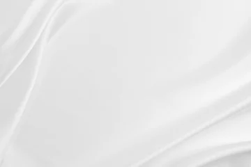 Fotobehang Elegance white satin silk with waves, abstract background luxury cloth, elegant wallpaper design. Abstract background luxury cloth or liquid wave © Margarita Serenko