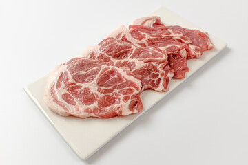 Pork neck on a white background