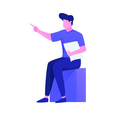 Sitting man with paper