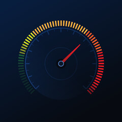 Vector speedometer on dark background