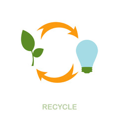 Recycle flat icon. Colored element sign from clean energy collection. Flat Recycle icon sign for web design, infographics and more.