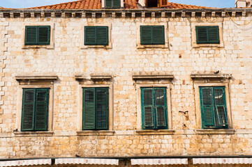 Fototapeta na wymiar Photo of architectural detail on Stradun in Dubrovnik Old Town, Croatia