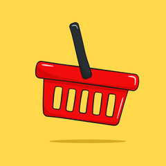 Shopping basket with shadow and background. Vector. Cartoon