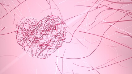 Scribble Heart Pink Background