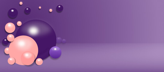 Futuristic 3d bubble background, floating shapes banner. High quality photo