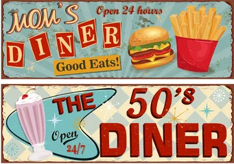 Foto op Plexiglas Set of retro American Diner posters. © ivgroznii7
