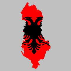 Albania flag inside the Albanian map borders vector illustration 