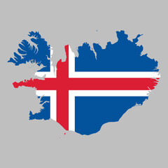 Iceland flag inside the Icelandic map borders vector illustration 