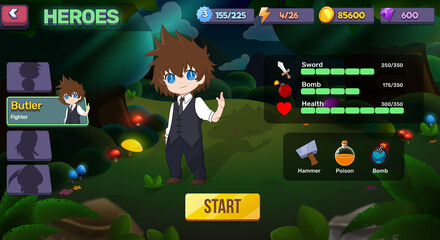 Game Ui Kit Menus, pop up, screens and Game elements 