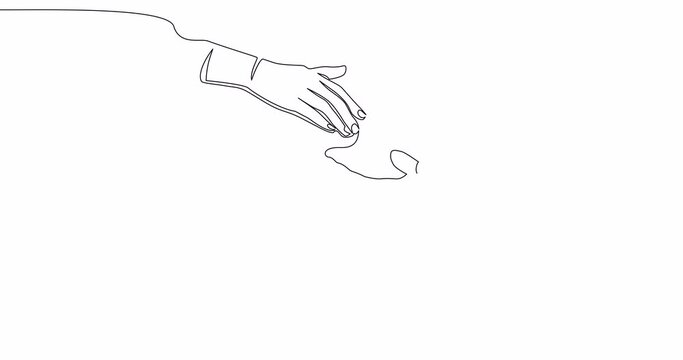 Self drawing line animation Helping hand continuous line concept