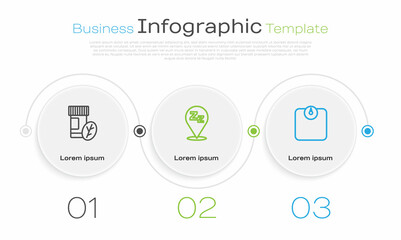 Set line Vitamin pill, Sleepy and Bathroom scales. Business infographic template. Vector