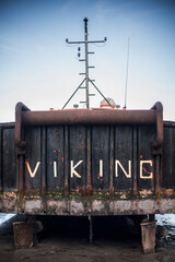 'Viking', an old, rusty fishing boat, Barmouth Harbour, Gwynedd, North Wales, Wales, United Kingdom, Europe