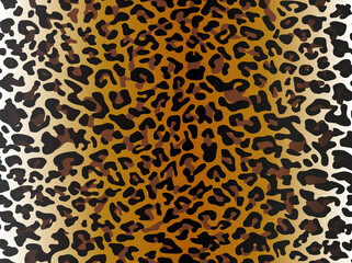 Leopard skin seamless pattern. Endless ornament of dark spots on an orange background with a gradient. EPS 10. Print on fabric and textiles. Vector illustration