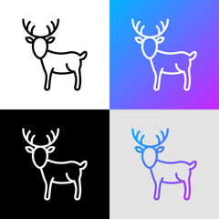 Cartoon deer with antlers thin line icon. Modern vector illustration.