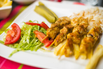 Chicken Shish Kebab in The Grand Bazaar market, Istanbul, Turkey, Eastern Europe