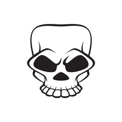 Black and white human skull icon. Symbol or emblem for logo or tattoo.