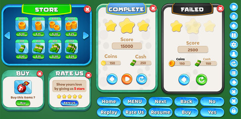 Game Ui Kit Menus, pop up, screens and Game elements 