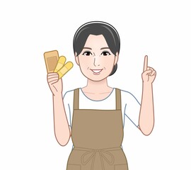 絆創膏を持った女性