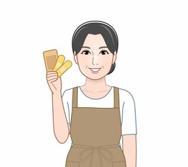 絆創膏を持った女性