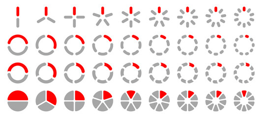 Set Gerundete Tortendiagramme Grau Rot