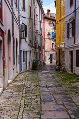 Fototapeta na wymiar Piran side streets, Slovenian Istria, Slovenia, Europe