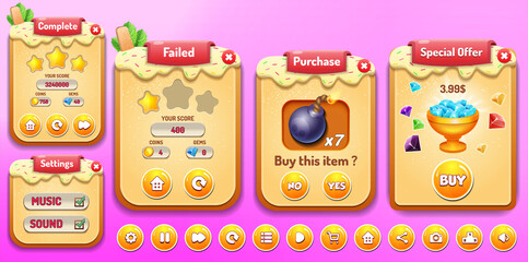 Game Ui Kit Menus, pop up, screens and Game elements 