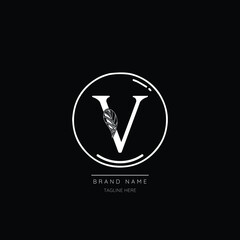 Initial V letter luxury beauty flourishes ornament monogram logo