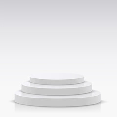 White round podium, pedestal or platform for presentation. Vector