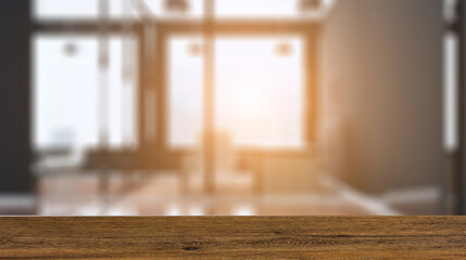 Modern office building interior. 3D rendering.. Background with empty table. Flooring.