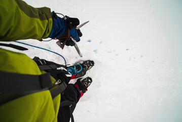 Naklejka premium Climbing equipment for Cotopaxi Volcano glacier climb, Cotopaxi Province, Ecuador, South America