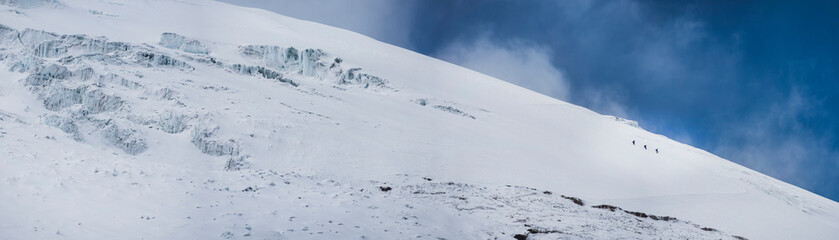 Climbing down Cotopaxi Volcano glacier, Cotopaxi National Park, Cotopaxi Province, Ecuador, South America