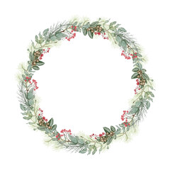 Christmas round wreath of pine needles