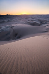 Desert at sunset at Huacachina, Ica Region, Peru, South America