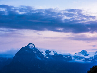 Andes Mountains at sunrise on day 3 of Inca Trail Trek, Cusco Region, Peru, South America