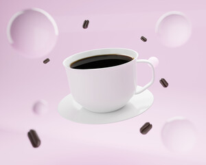 Сup of coffee on light background 3d rendering
