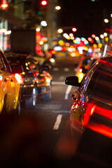 Night road traffic in a big city (shallow DOF)