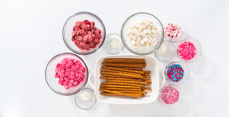 Valentine's Day Chocolate Covered Pretzel Rods