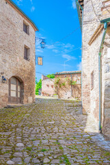 Rocca d'Orcia (Italy) - The little medieval village of Tuscany region with old castle tower, in the municipal of Castiglione d'Orcia, Val d'Orcia UNESCO site, during the spring.