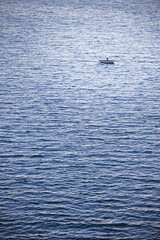 Naklejka premium Fisherman on Lake Titicaca, Isla del Sol (Island of the Sun), Bolivia, South America