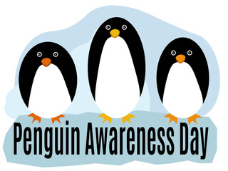 Obraz premium Penguin Awareness Day, Idea for poster, banner, flyer, leaflet or postcard