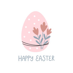 vector greeting card with boho easter egg
