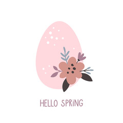 vector greeting card with boho easter egg