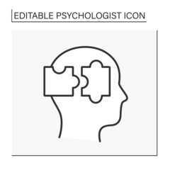  Mental health line icon. Autism disease. Consultation with a specialist. Psychologist concept. Isolated vector illustration. Editable stroke