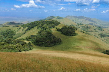Fototapeta premium Scenic mountain landscapes against sky at Chyulu Hills, Chyulu Hills National Park, Kenya