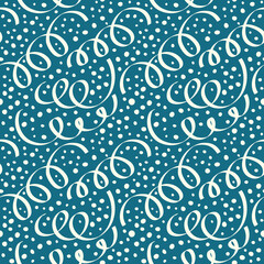 Seamless background with serpentine and confetti.
