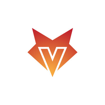 letter V fox logo design