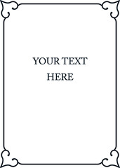 Vector frame. Banner, award, menu or book cover title page. Vintage beautiful border ready to cut. Vertical