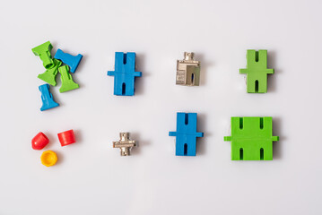 Obraz premium FC, SC adapters and plugs for them for single mode fiber, light background