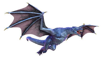 3D Rendering Fairy Tale Dragon on White