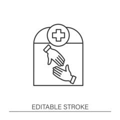  Help line icon. Helping hand for additional people. Support.Against drug concept. Isolated vector illustration. Editable stroke